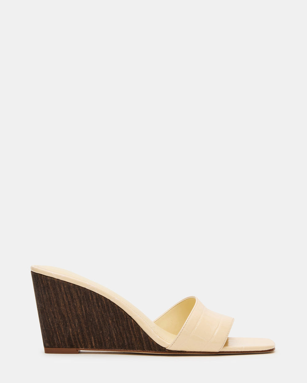 CURCIO Beige Crocodile Square-Toe Women's Wedge Sandal