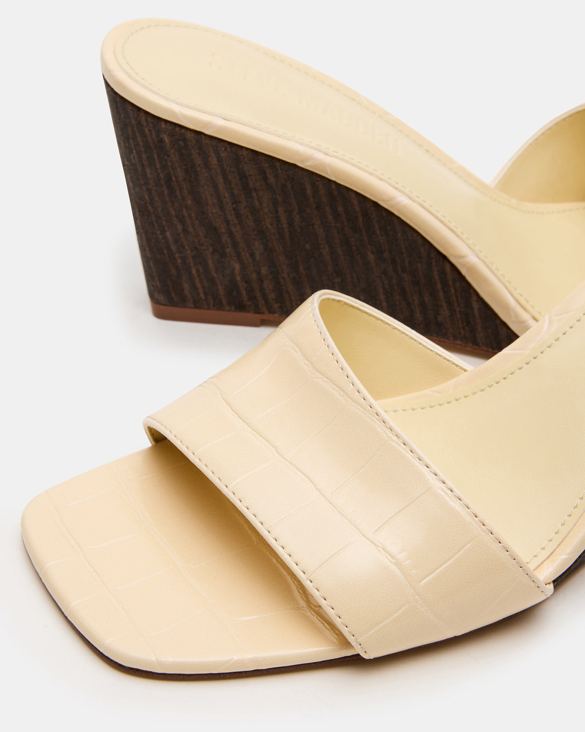 CURCIO Beige Crocodile Square-Toe Women's Wedge Sandal