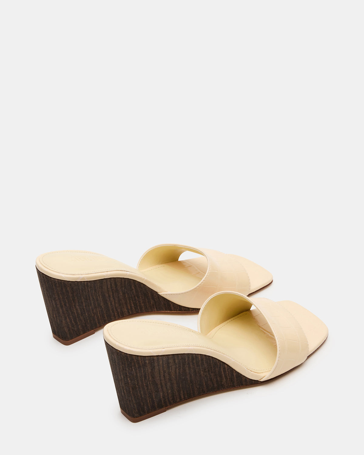 CURCIO Beige Crocodile Square-Toe Women's Wedge Sandal