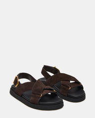 DONELLI Brown Suede Strappy Footbed Women's Sandal