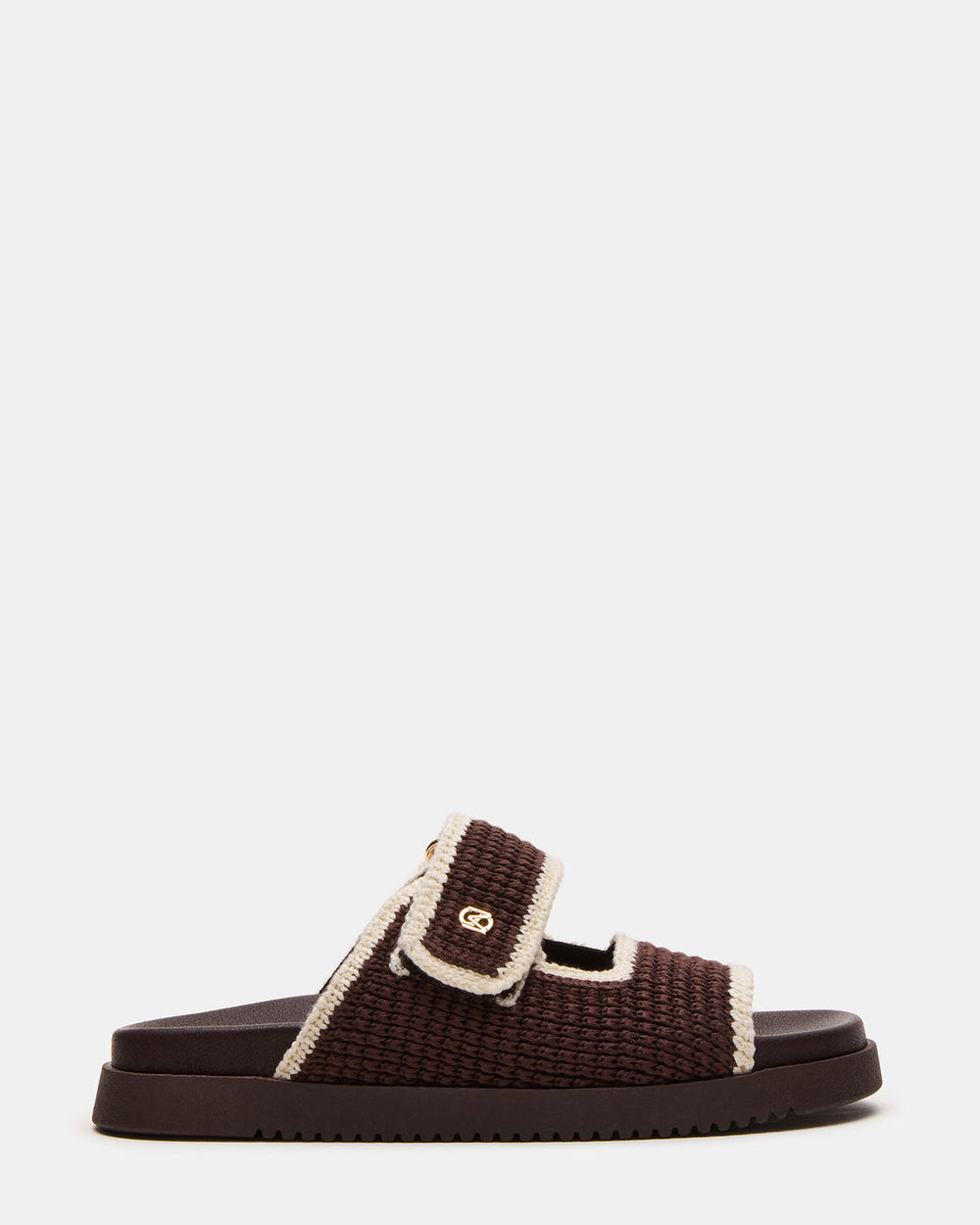 MAYSIE Brown Multi Woven Flatform Footbed Slide Women's Sandal