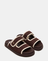 MAYSIE Brown Multi Woven Flatform Footbed Slide Women's Sandal