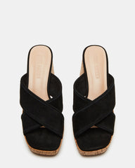 MARSDEN Black Suede Women's Platform Square-Toe Mule Sandal