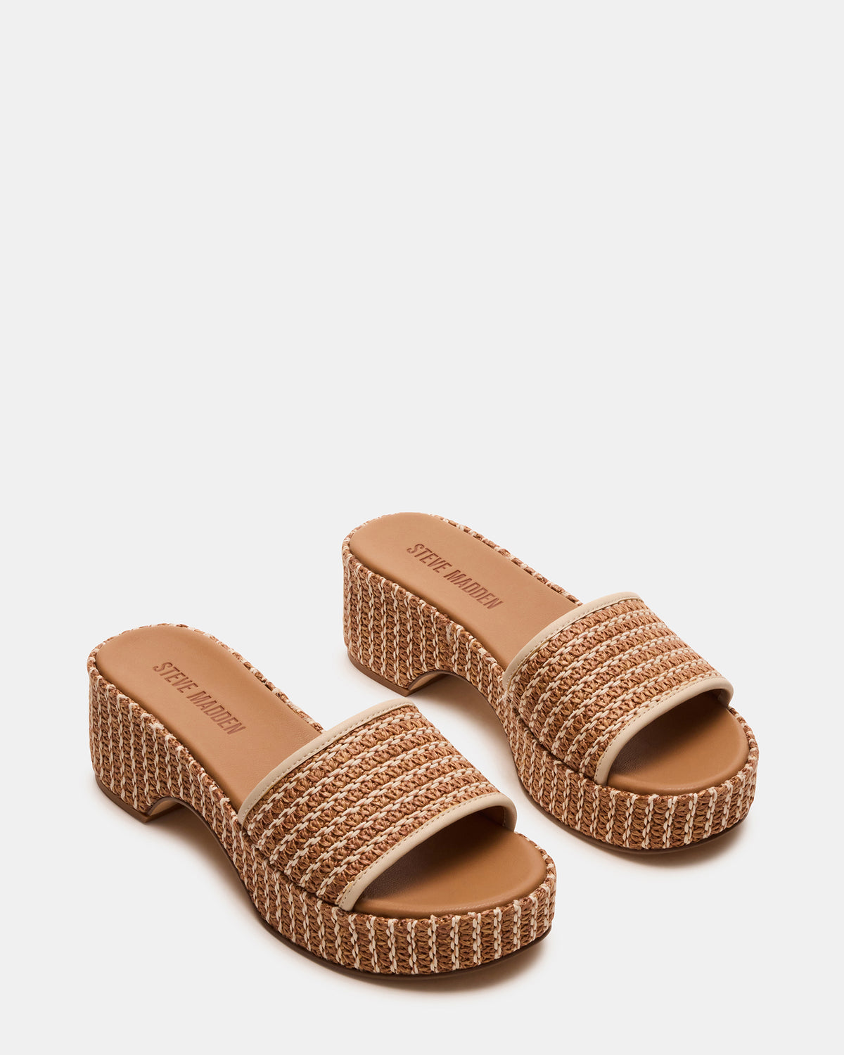 COSIMA Natural Platform Raffia Slide Women's Sandal