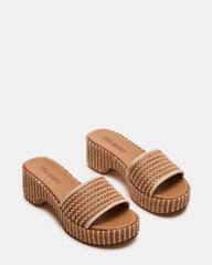 COSIMA Natural Platform Raffia Slide Women's Sandal