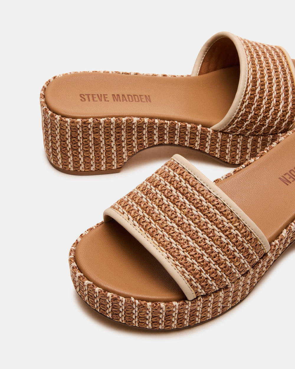 COSIMA Natural Platform Raffia Slide Women's Sandal