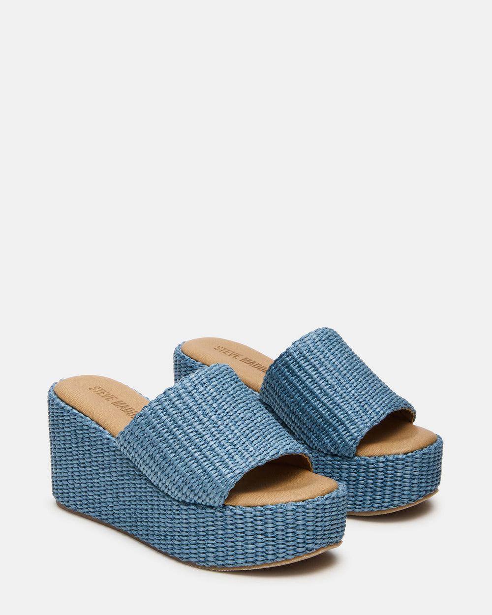 JETTY Blue Raffia Platform Wedge Women's Sandal