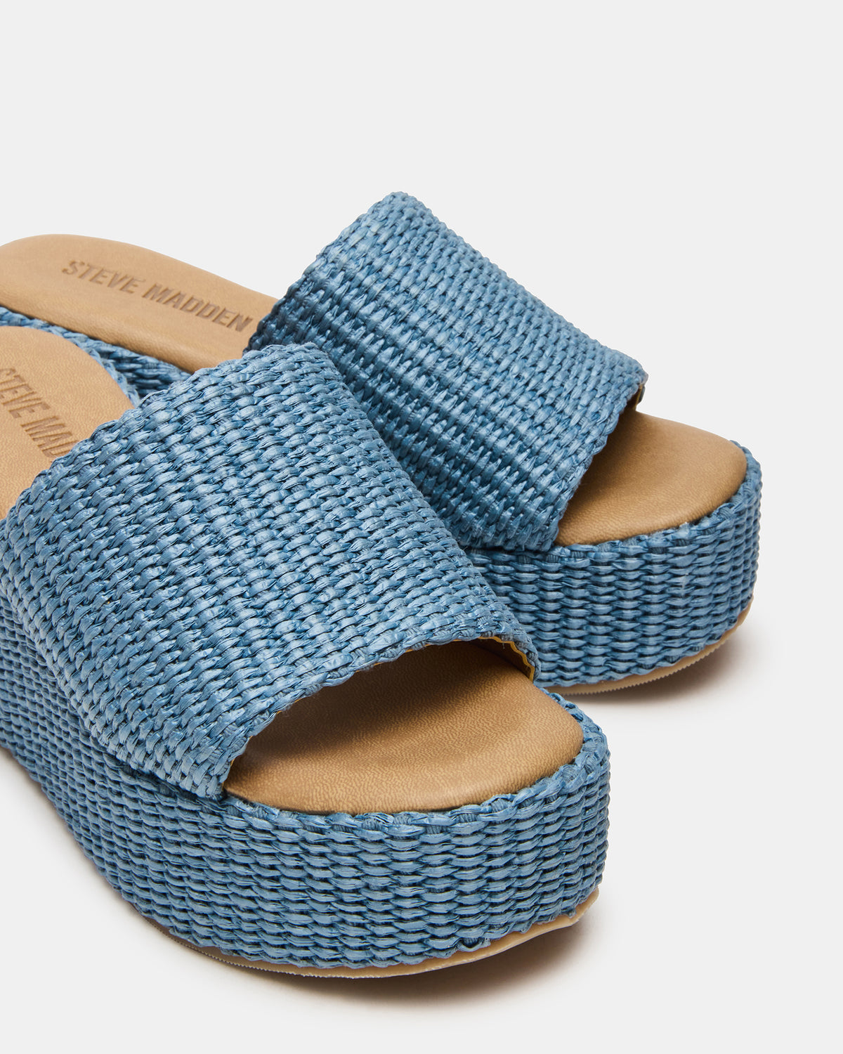 JETTY Blue Raffia Platform Wedge Women's Sandal