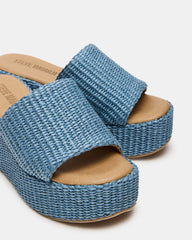 JETTY Blue Raffia Platform Wedge Women's Sandal