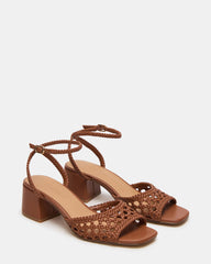 SOLEIL Tan Square-Toe Woven Women's Sandal