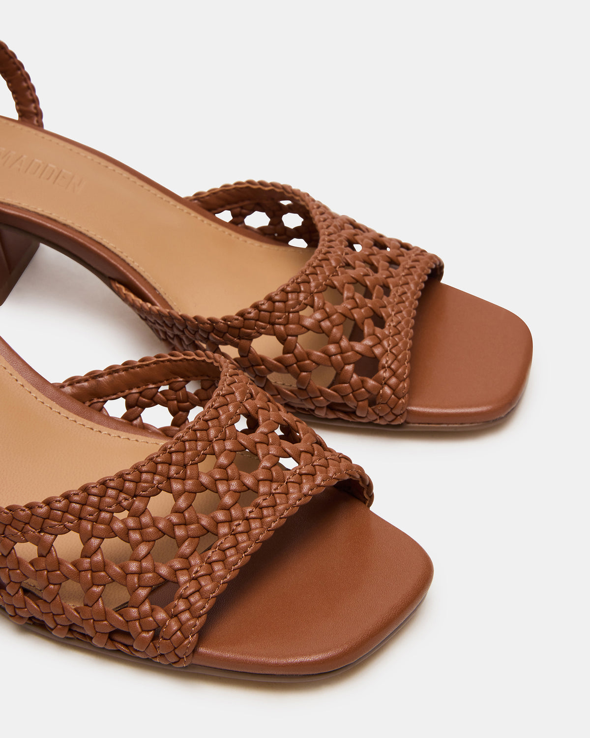 SOLEIL Tan Square-Toe Woven Women's Sandal