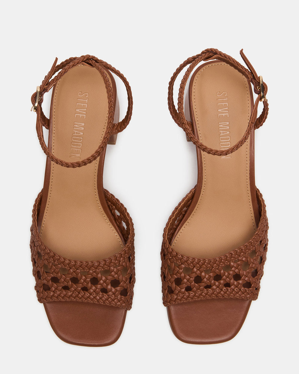 SOLEIL Tan Square-Toe Woven Women's Sandal