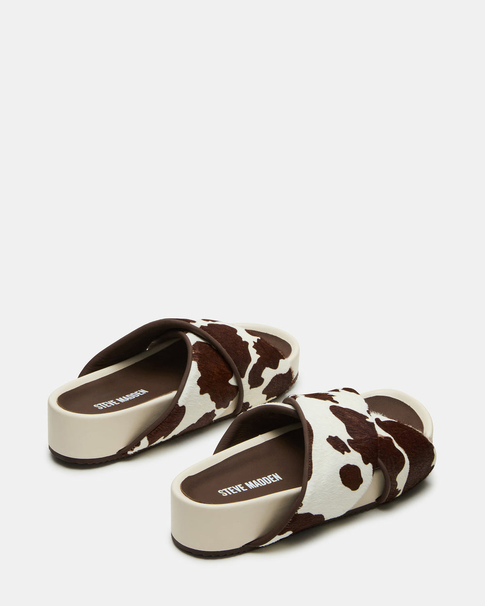 AVENDRA Brown Cow Print Flatform Slide Women's Sandal