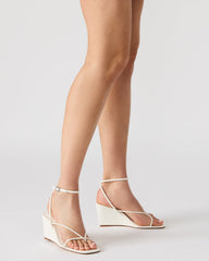 APPA White Square-Toe Strappy Wedge Women's Sandal