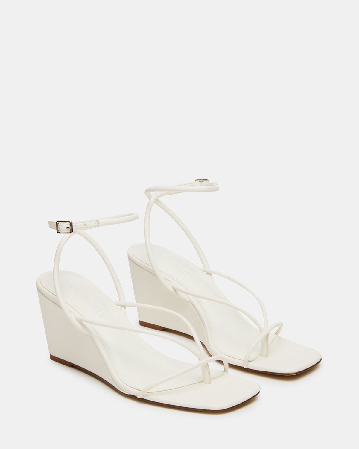 APPA White Square-Toe Strappy Wedge Women's Sandal