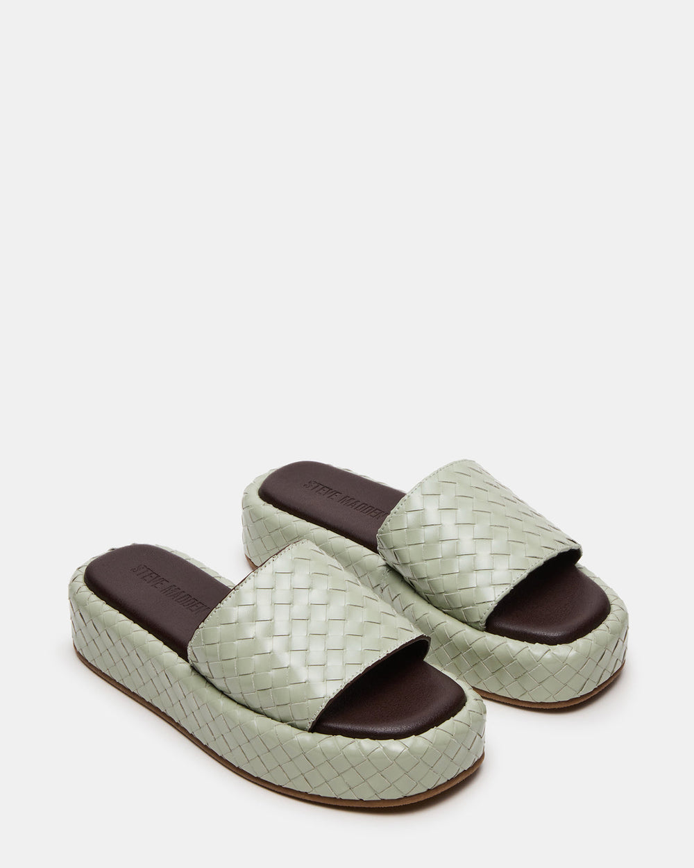 BEACHY Quilted Pistachio Platform Slide Women's Sandal