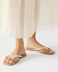 MARELLA Bone Leather Women's Thong Square-Toe Sandal