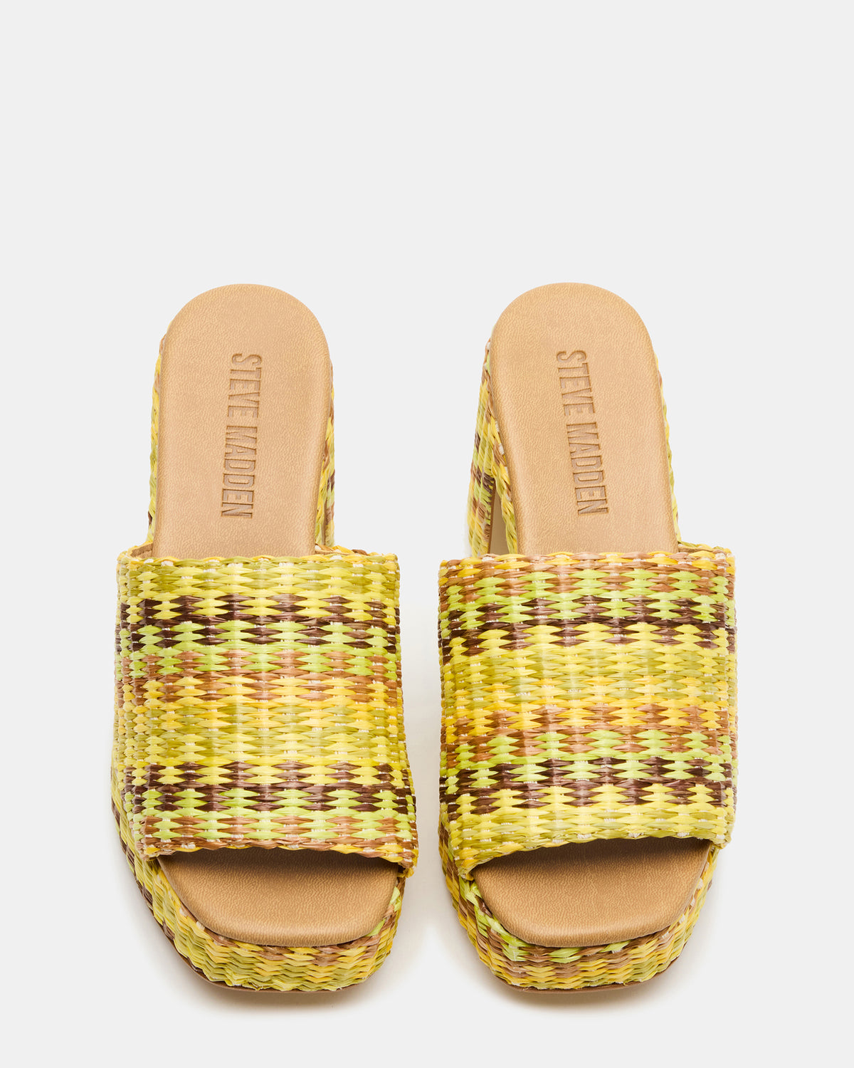 KOLA Raffia Multi Platform Square-Toe Block Heel Mule Women's Sandal