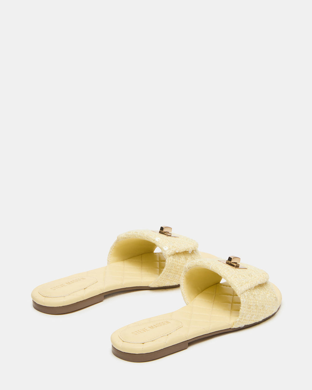 MORELAND Sequin Yellow Quilted Slide Women's Sandal
