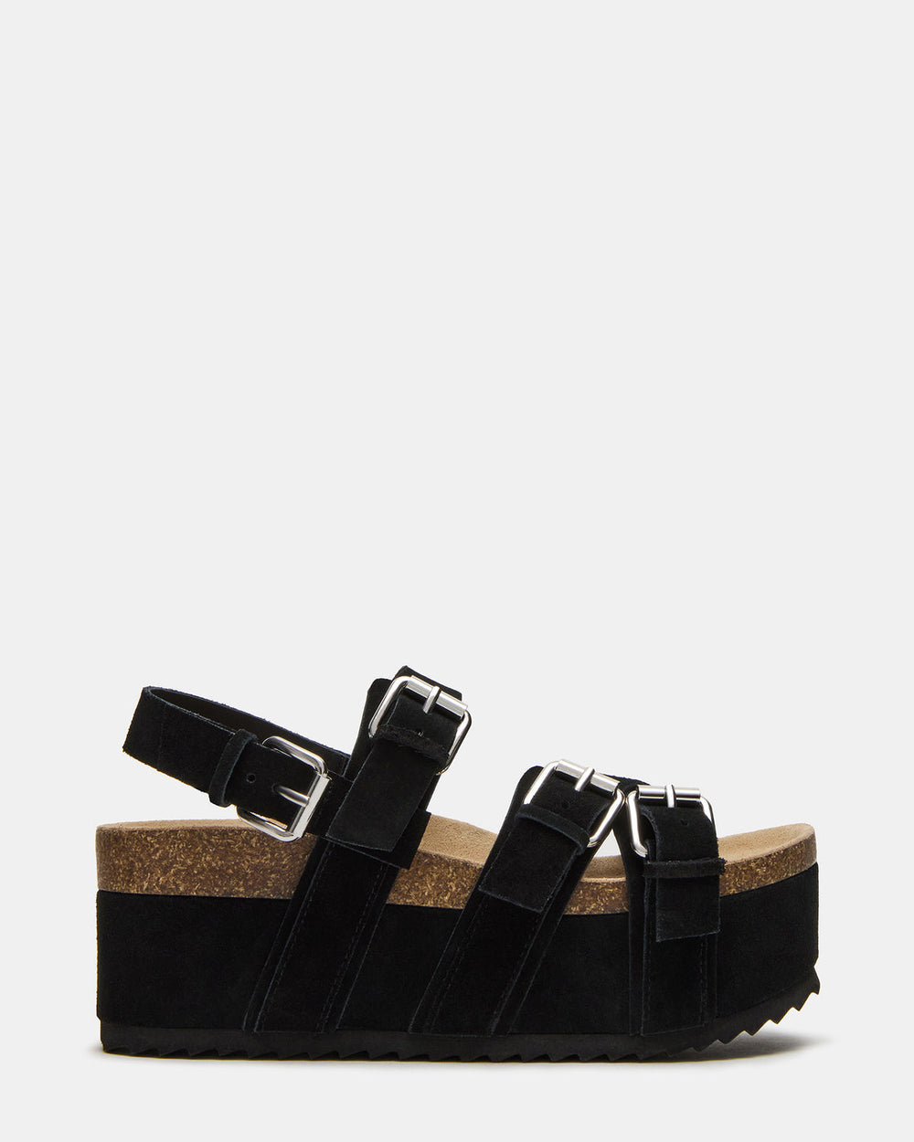KIWI Black Suede Women's Strappy Platform Sandal