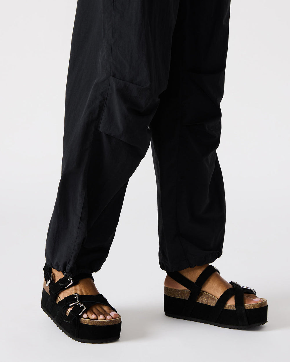 KIWI Black Suede Women's Strappy Platform Sandal
