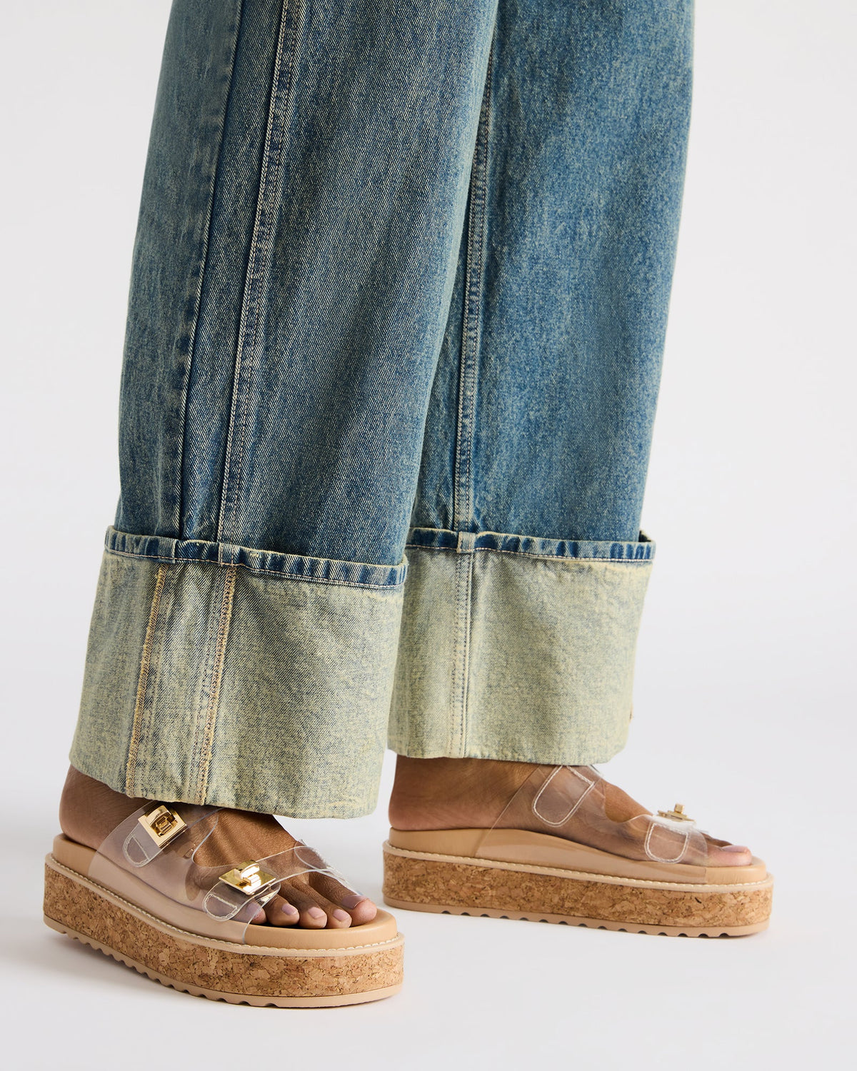 BIGSCHMONA Clear Suede Women's Platform Slide Sandal