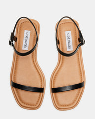 CAMARI Black Leather Square Toe Strappy Sandal | Women's Sandals