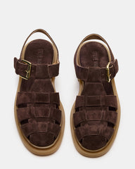 TOPE Chocolate Brown Suede Strappy Fisherman Women's Sandal