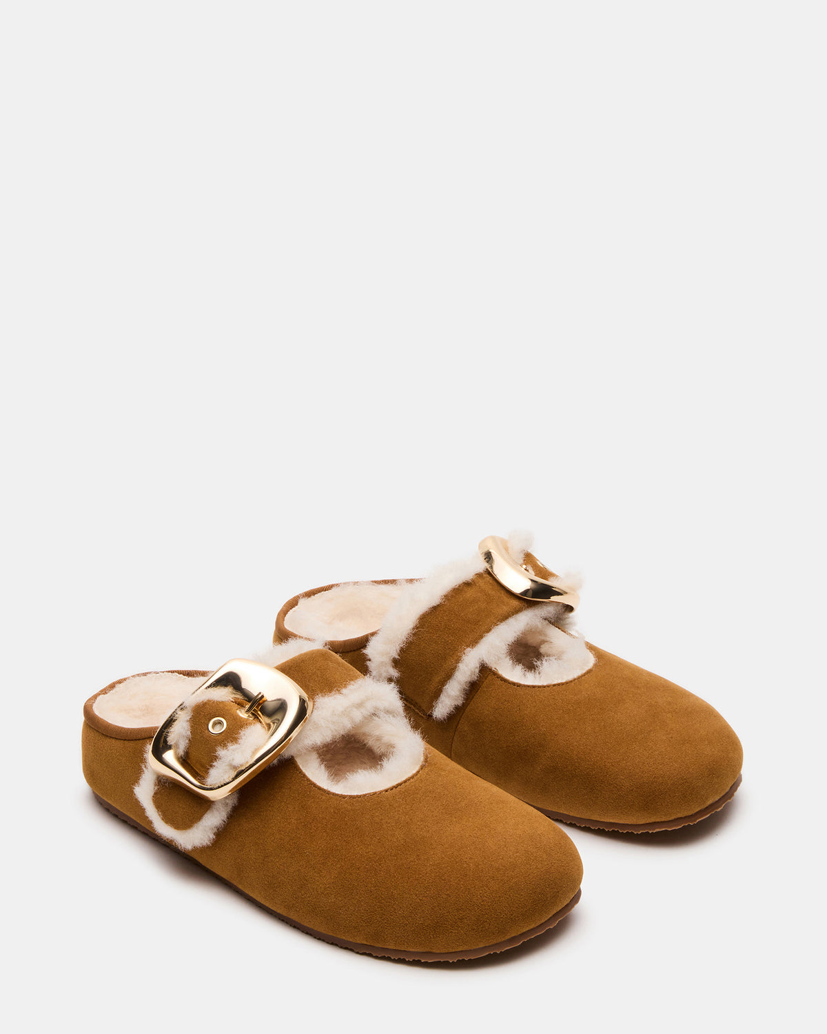 CLOUDY Chestnut Slip-On Mule Mary Jane Faux Fur Women's Flat