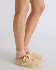 CLOUDY Natural Slip-On Mule Mary Jane Faux Fur Women's Flat