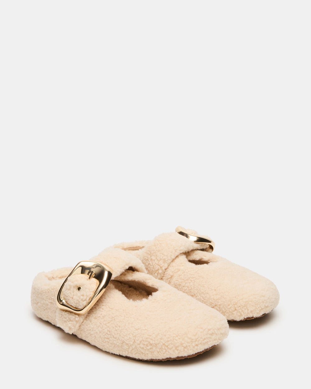 CLOUDY Natural Slip-On Mule Mary Jane Faux Fur Women's Flat