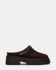 ERBA Brown Suede Platform Lug Slingback Clog Women's Flat