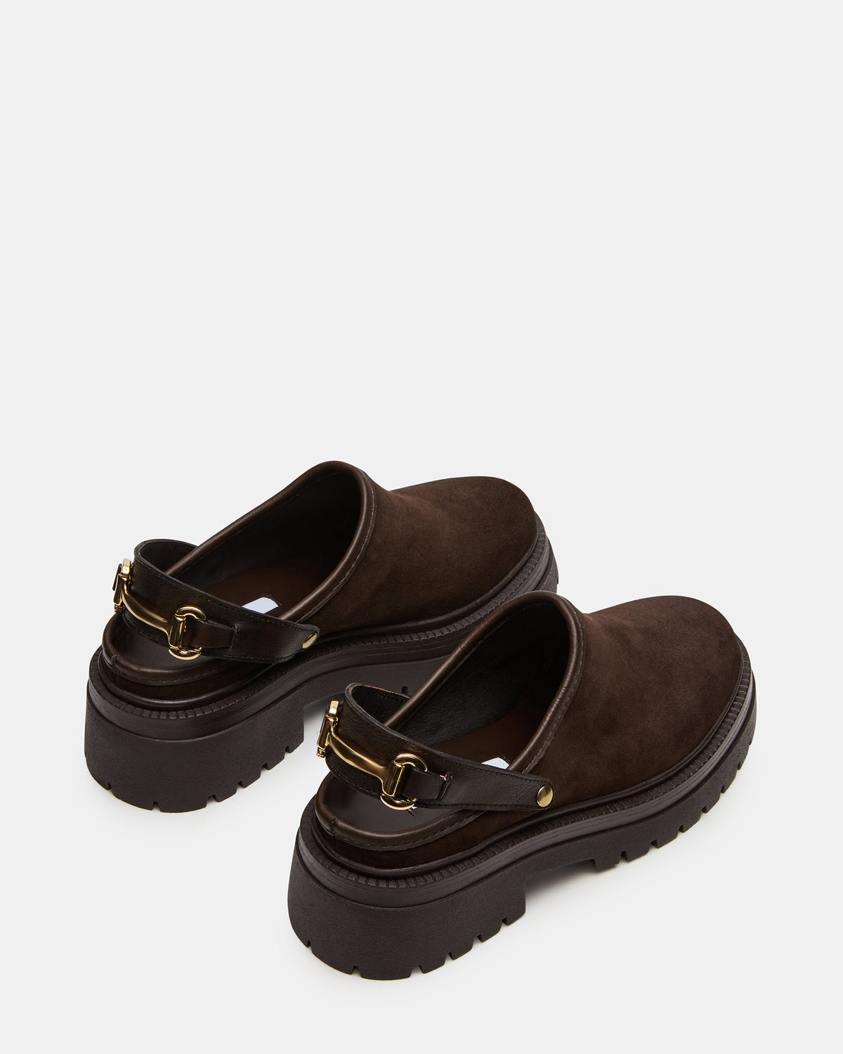 ERBA Brown Suede Platform Lug Slingback Clog Women's Flat