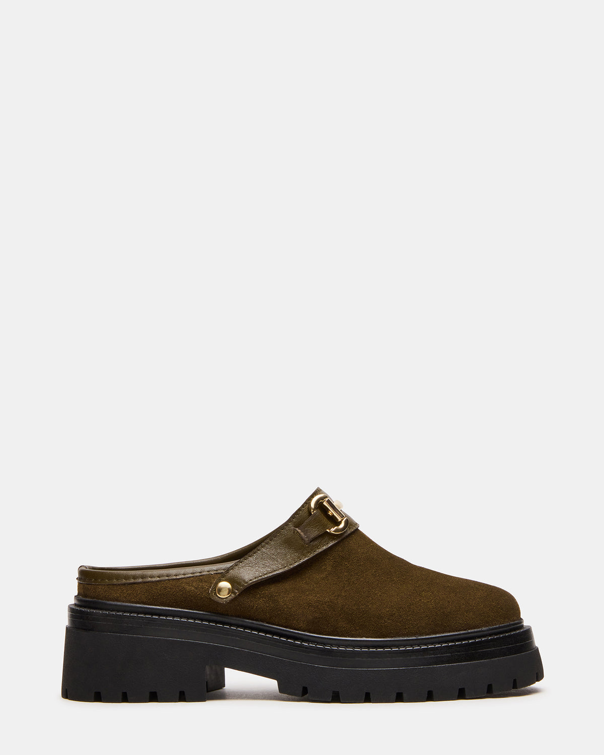 ERBA Olive Suede Platform Lug Slingback Clog Women's Flat