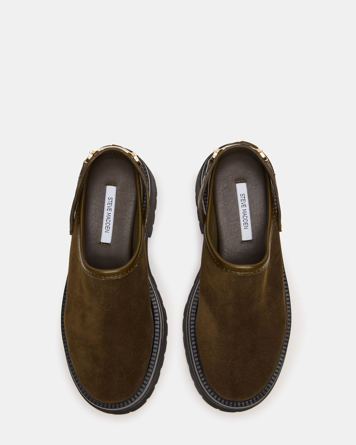 ERBA Olive Suede Platform Lug Slingback Clog Women's Flat