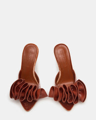 AFFINITY Rust Satin Pointed-Toe Stiletto Mule Women's Heel