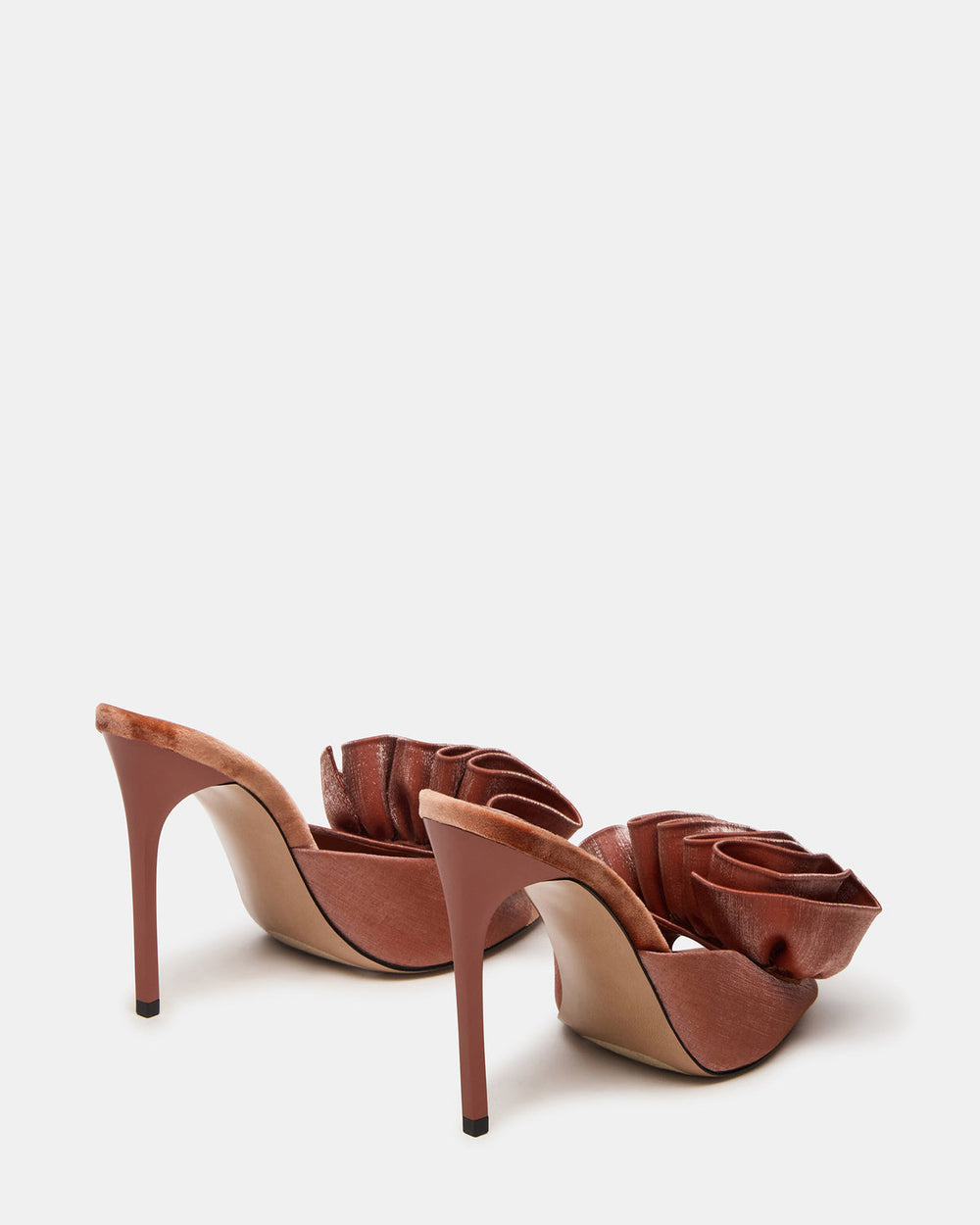AFFINITY Rust Satin Pointed-Toe Stiletto Mule Women's Heel