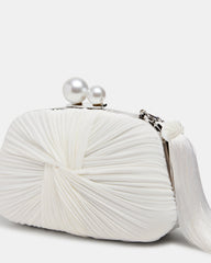 ROSALIE Bag White Twisted Pleats Minaudiere Crossbody Clutch Handbag