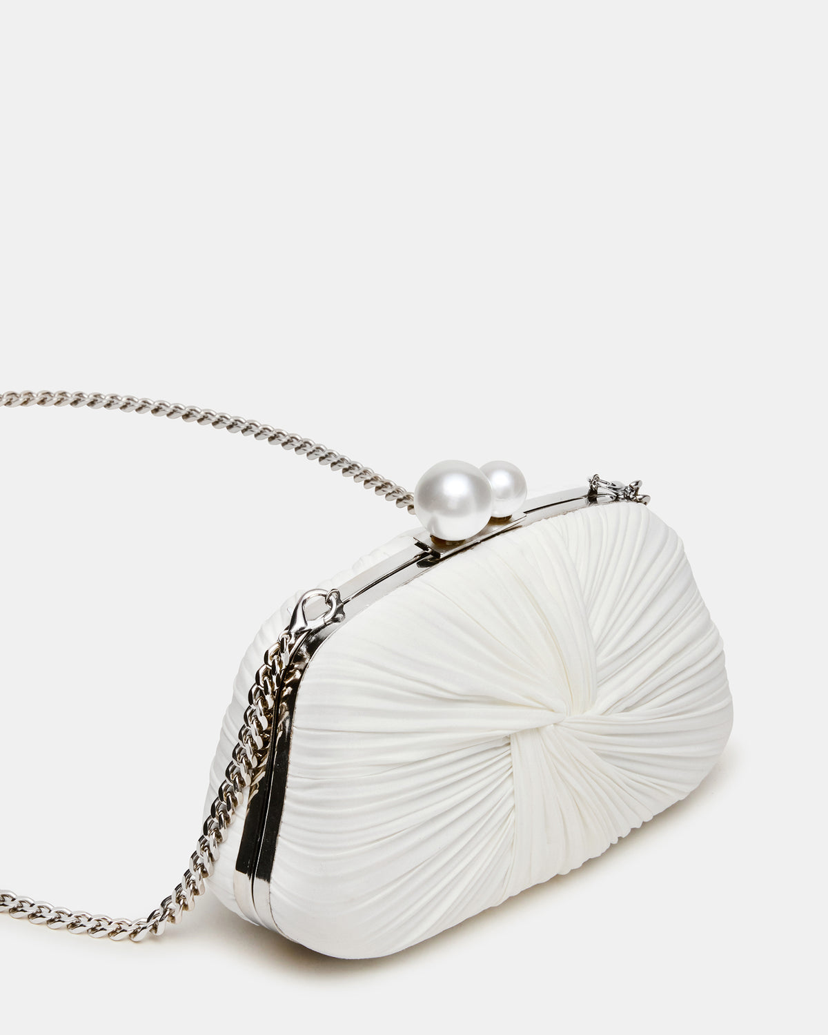 ROSALIE Bag White Twisted Pleats Minaudiere Crossbody Clutch Handbag