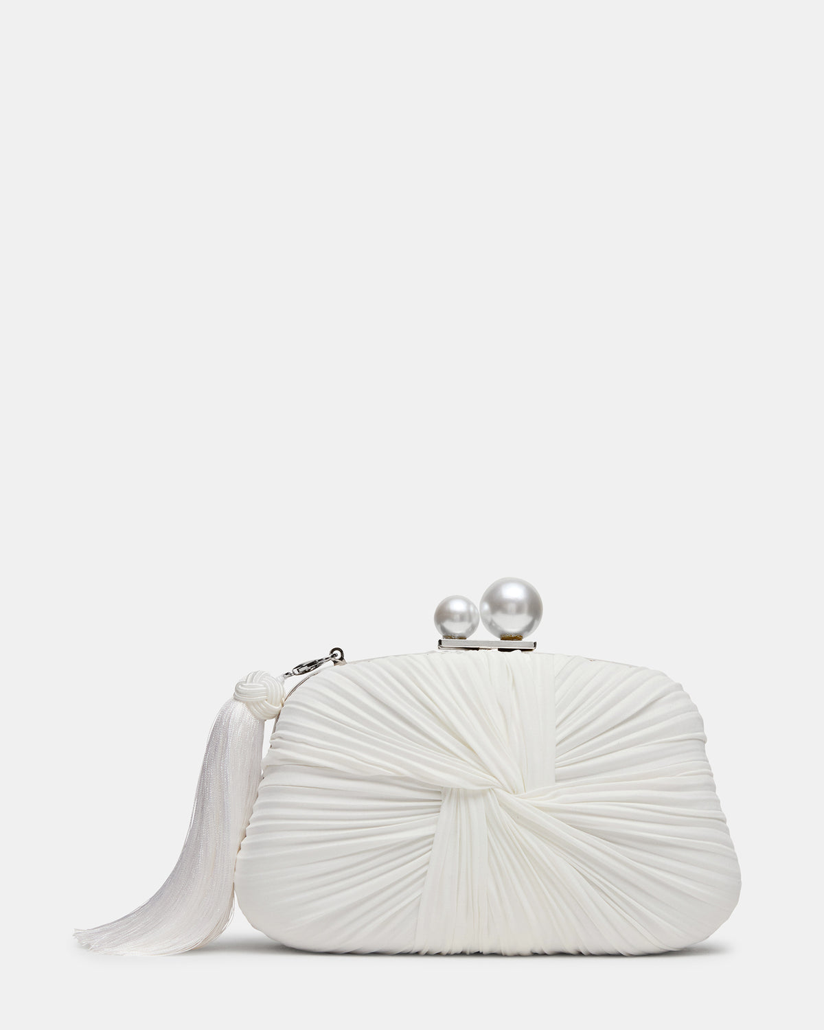 ROSALIE Bag White Twisted Pleats Minaudiere Crossbody Clutch Handbag