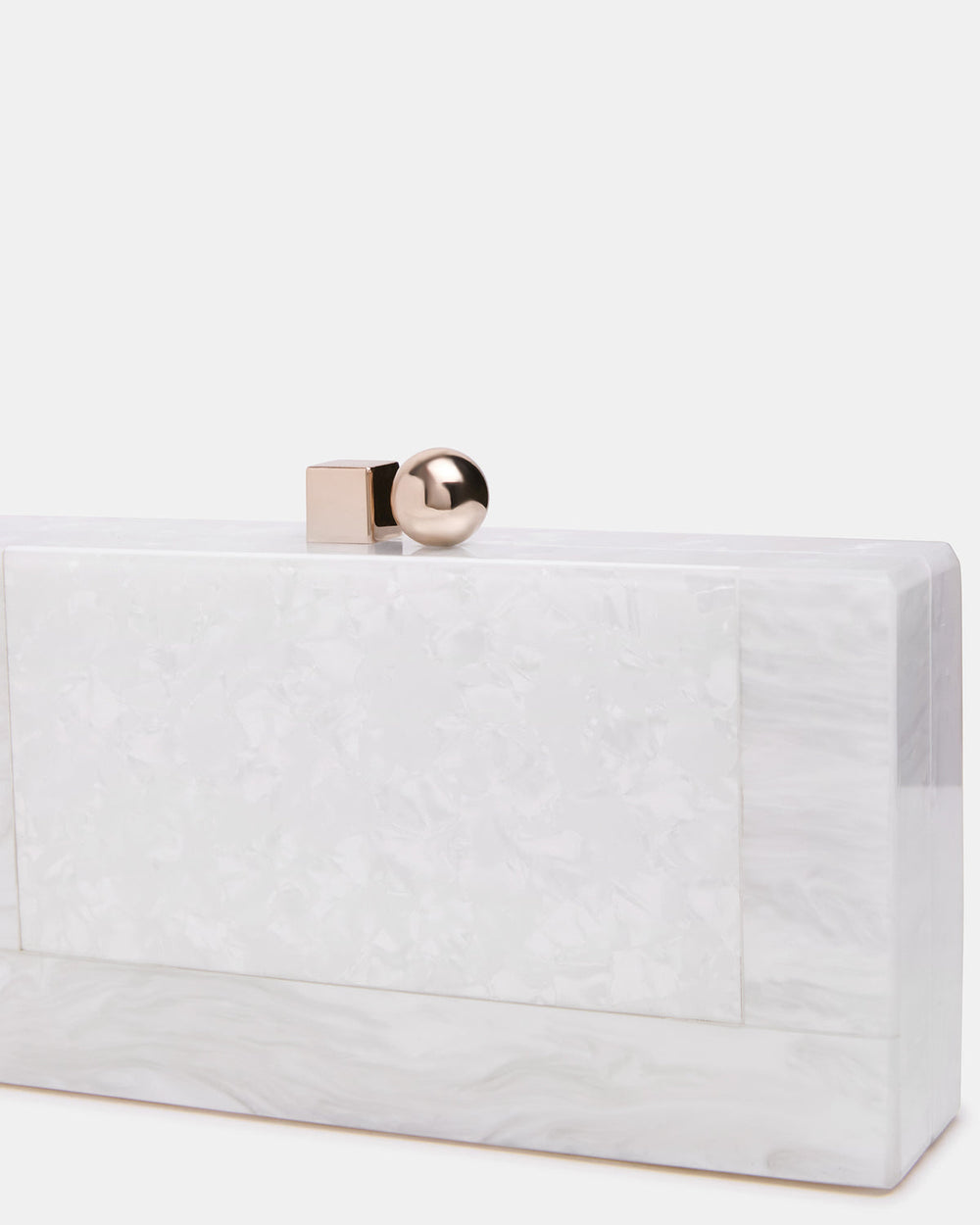 CAMILAA Bag White Geometric Pearlescent Minaudiere Crossbody Clutch Handbag