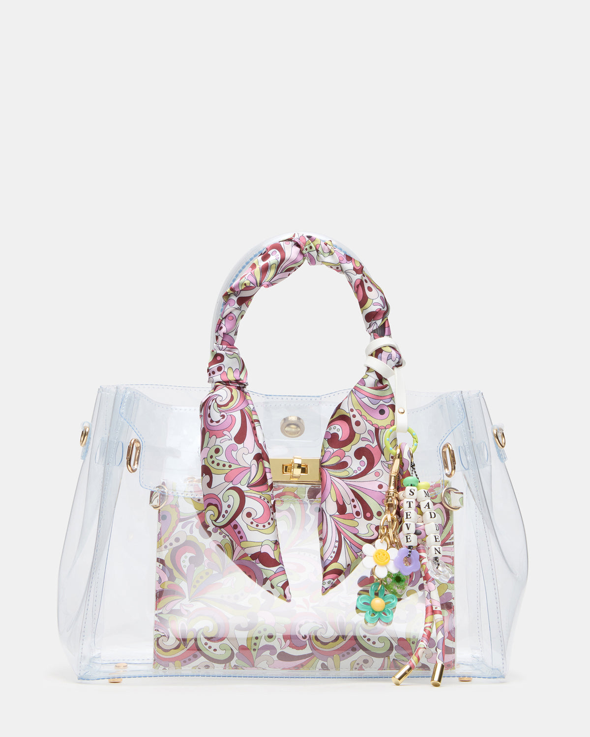 GUMMY Bag Clear Top-Handle Turn-Lock Tote Handbag