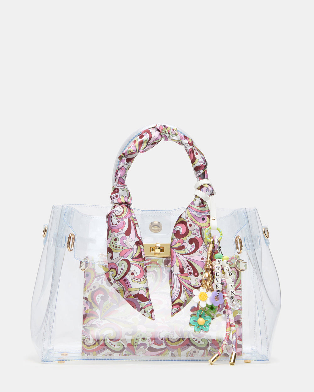 GUMMY Bag Clear Top-Handle Turn-Lock Tote Handbag