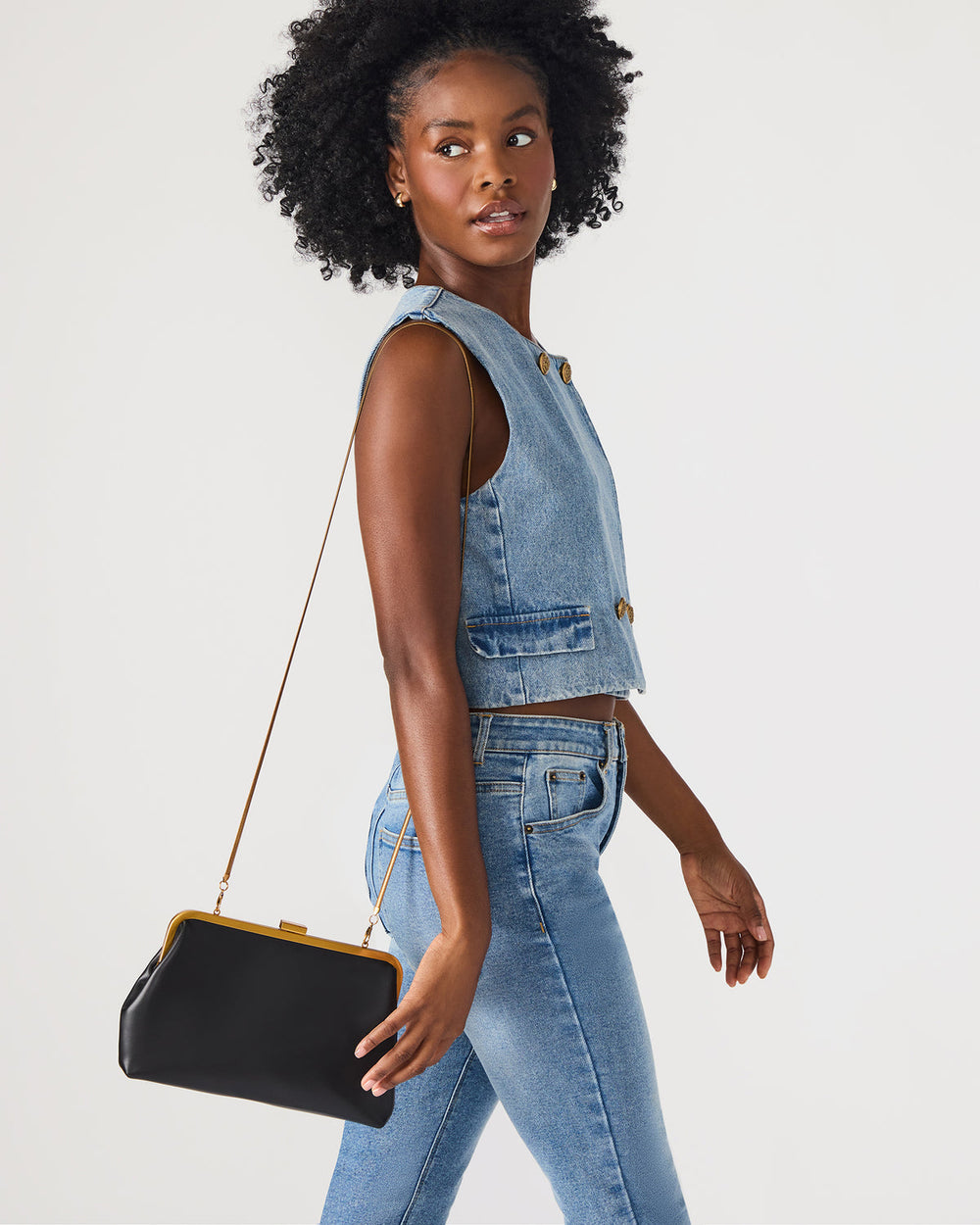 KISSES Bag Black Chain Strap Crossbody Clutch Handbag