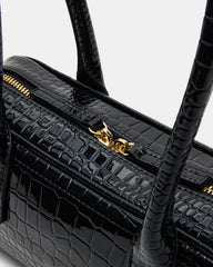 ANISE Bag Black Crocodile Elongated Shoulder Strap Handbag