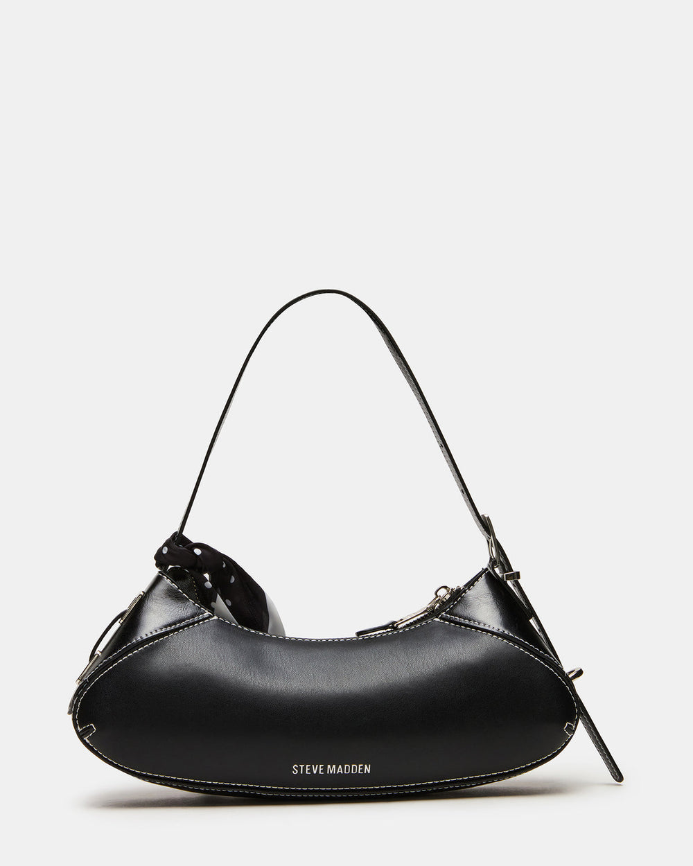 ROXEY Bag Black Crescent-Shaped Top-Zipper Shoulder Strap Handbag