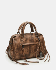 RIGGS Brown Distressed Slouchy Top-Handle Crossbody Satchel Handbag