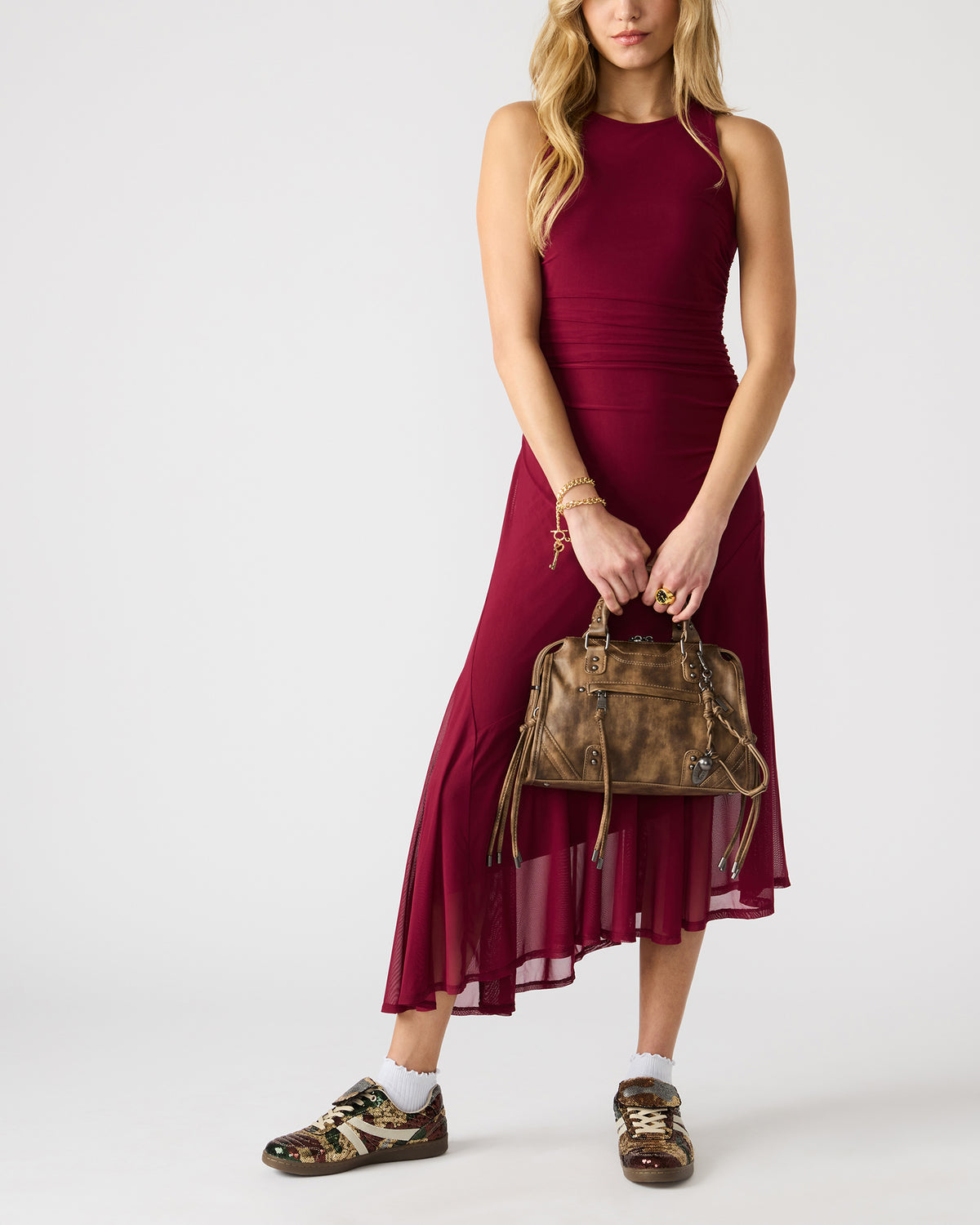 RIGGS Brown Distressed Slouchy Top-Handle Crossbody Satchel Handbag