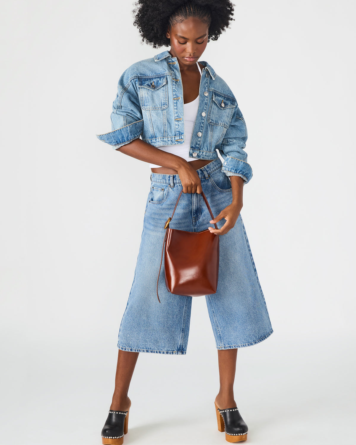 SOFIEE Bag Rust Leather Shoulder Strap Bucket Tote Handbag