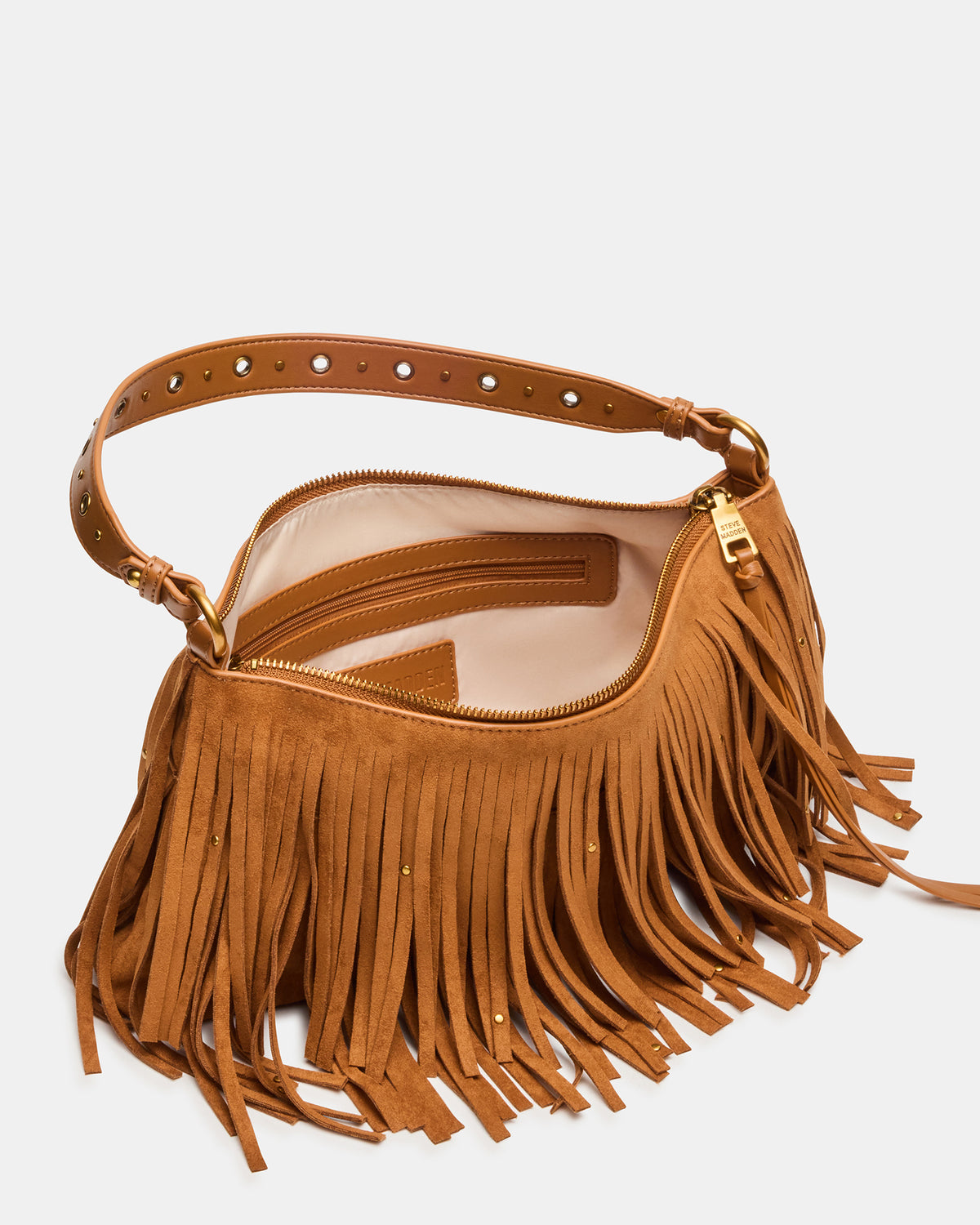BOHEME Bag Tobacco Shoulder Strap Studded Fringe Handbag